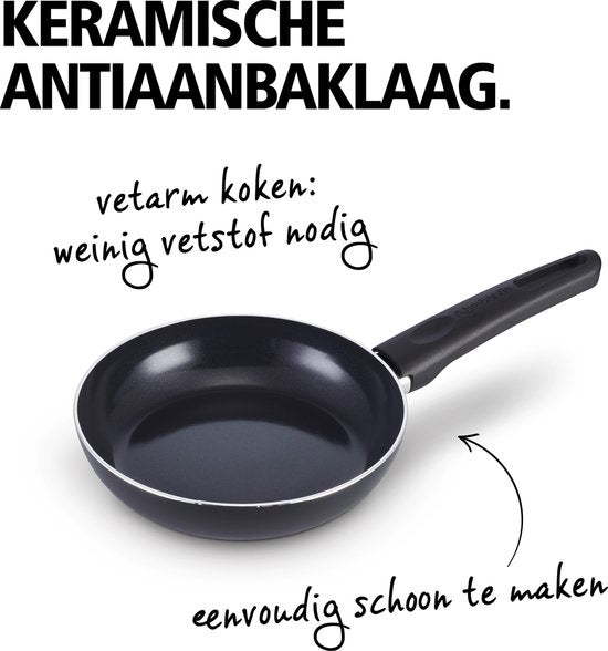 Brabantia Cooking Pleasure set - 7- delig - Inductie - Keramische anti aanbaklaag - 100% PFAS vrij - Zwart