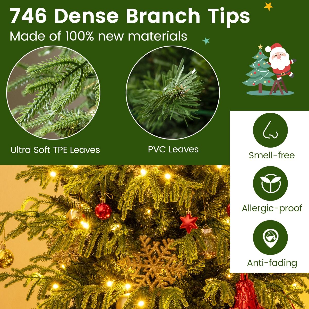 Coast Kunstkerstboom met verlichting - 180 cm - warmwitte LED-lampen - groen