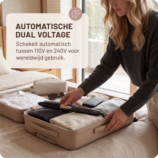 Carmen CTB3085B - Krulborstel - Diameter 19 mm - Dubbele spanning - Thermische borstel - Keramische verwarmingselementen - Aan/uit indicatie - Eenvoudig schoon te maken