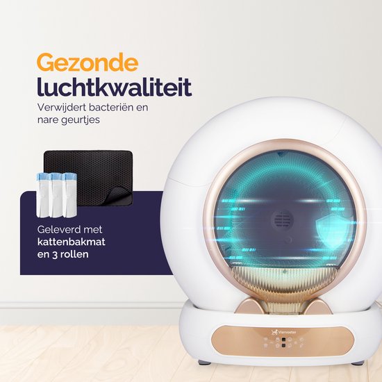 Viervoeter Fresh 3 - Automatische Kattenbak – Zelfreinigend – Bedienen via App – 65L - incl matje en 3 rollen opvangzakjes