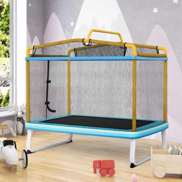 Coast Kindertrampoline met Schommel en Veiligheidsnet - tot 50 kg - 190 x 124 cm - Geel/Blauw