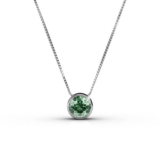Yolora Dames Ketting met Hanger - 7 Gekleurde Kalpa Camaka Kristallen - Set van 7 - Zilverkleurig - 18K Witgoud Verguld - Mooie Cadeauverpakking - Moederdag Cadeautje