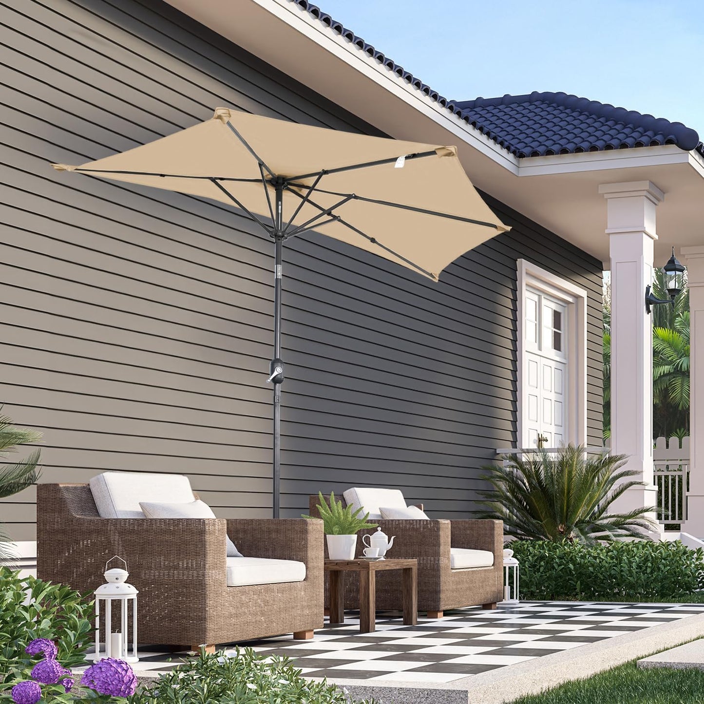 Angel Living Balkonparasol - Halfrond - 265 x 132 cm - Beige