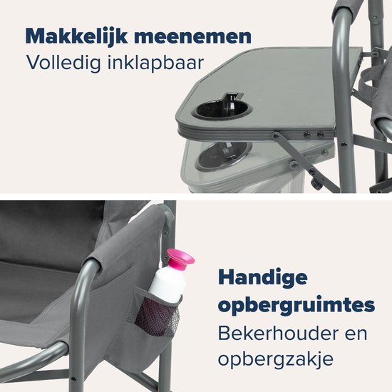 TRVLMORE Campingstoel - Opvouwbaar - Lichtgewicht - 120 kg draagvermogen - Grijs