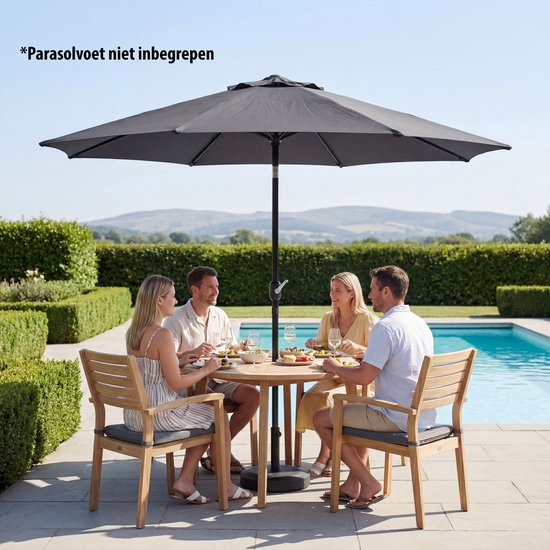 Tristar Stokparasol - 300cm Rond - Tuin & Balkon - Kantelbaar - Incl. Beschermhoes - PA-7903 - Donkergrijs