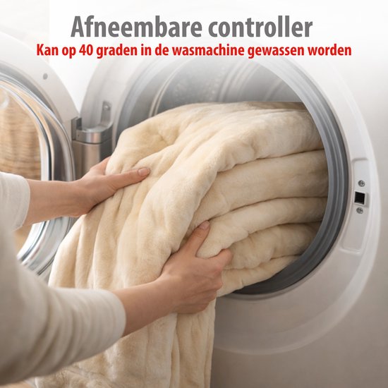 alpina Warmtedeken Elektrische Bovendeken 130 x 180 cm - 1-Persoons Elektrische Warmte Deken met Timer 1-9u - Knuffeldeken met 10 Standen - Wasbare Omslagdeken - Flanel - Beige