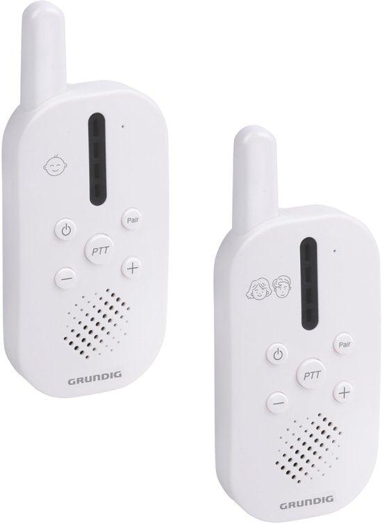 Grundig DECT Audio Babyfoon - Baby Monitor met 150M bereik - Ouder- en Babyunit - met LED Geluidsindicatie en Terugspreekfunctie - Babykamer Accessoires - Wit