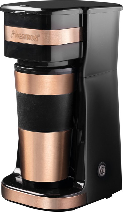 Bestron Koffiezetapparaat filterkoffie 750W - ACM112CO - 0,42L, 2 grote koppen - Thermosbeker - Koper - 5 jaar garantie