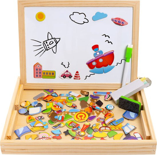 MontiPlay® Magnetisch Speelgoed Voertuigen - Magneet Boek - Krijtbord Kinderen - Magnetibook - Magneet Speelgoed - Tekenbord - Montessori - Sensorisch - Busy Board - Speelgoed voor onderweg - Speelgoed voor in de auto - Speelgoed voor op Reis