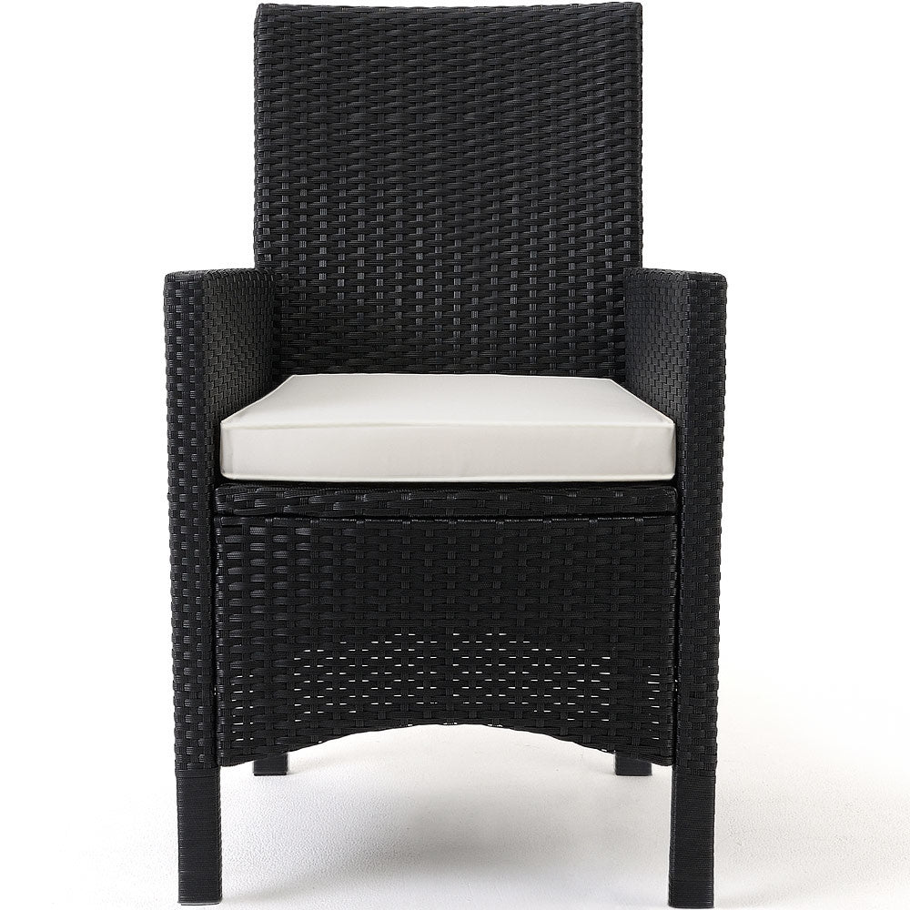 Casaria Polyrattan Tuinset - 8 Stoelen & Kussens & Tafel – Zwart