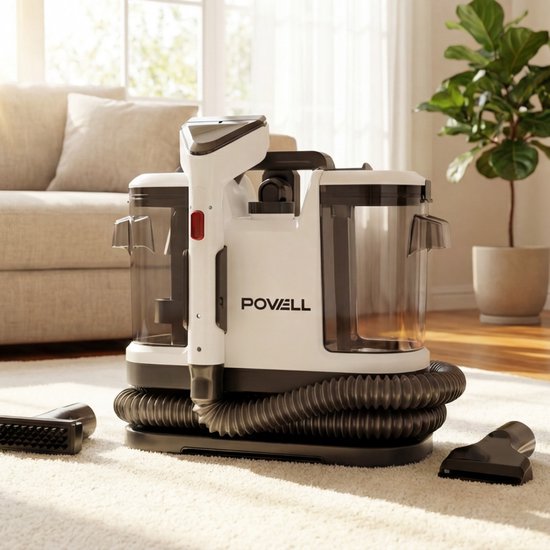 Powell Tapijtreiniger - Vlekkenreiniger - Bank Reiniger - Meubelreiniger - Tapijtreiniger Stofzuiger - Reinigingsmachine - Tapijt Reiniger - 450 Watt - Wit