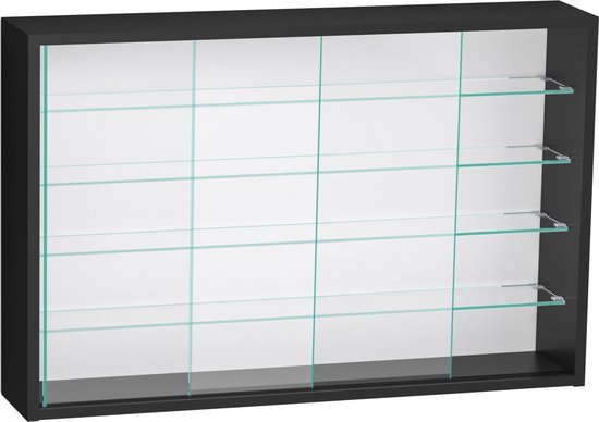Vitrinekast staande hangende wandvitrine - schuifdeuren - 75 x 55 x 14 cm