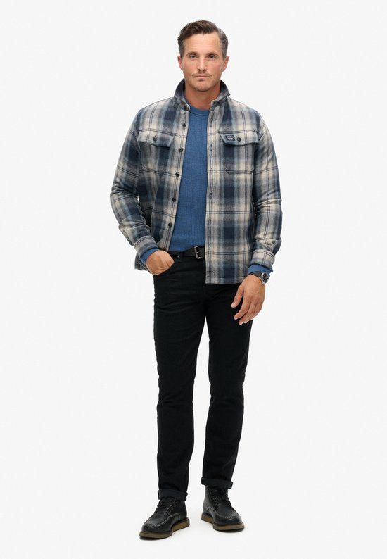Superdry - Miller Jack Wol Blauw - Heren - Maat XL - Modern-fit - maat XL