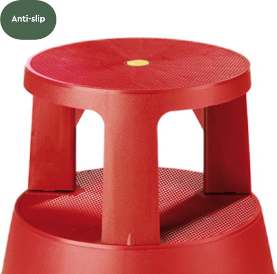 BRASQ Opstapkrukje Rood ST200 - Verrijdbaar - Draagvermogen 150 kg - Opstapkruk - Opstapje - Opstapkrukje volwassenen - Olifantenvoet