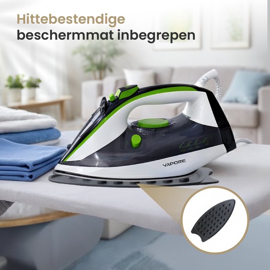 Vapore Stoomstrijkijzer – Voorzien Van Keramische Zoolplaat En Zelfreinigend Systeem En Anti-druppelfunctie – Voor Kleding En Textiel – Blauw Kunststof En Keramiek – Vierentwintighonderd Watt