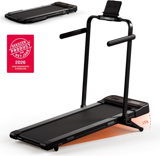 Moov Run Plus Loopband Inklapbaar met Helling 15% - 1-14 km/u Treadmill - Walking Pad - Opvouwbare Wandelband - Incl. Accessoires