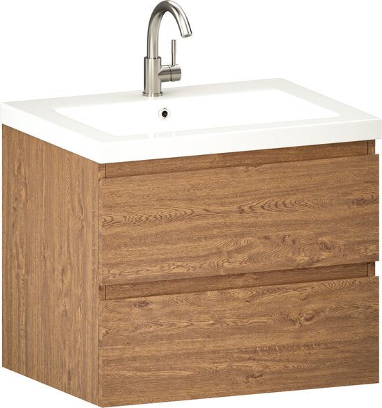 Mirlux Badkamermeubel - 60 cm - Wastafel - set - Eiken