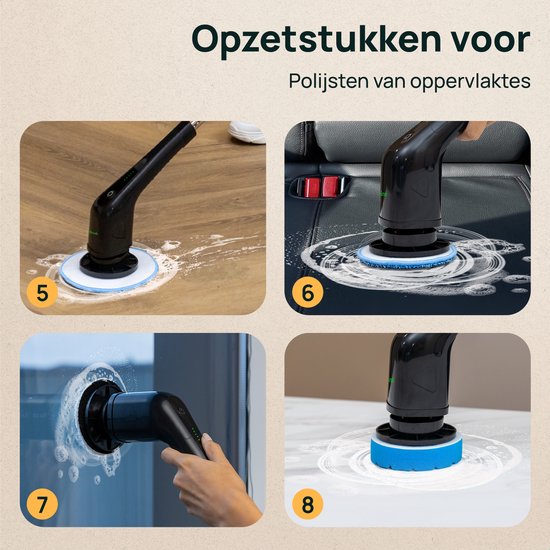 Skrub Elektrische Schoonmaakborstel - Schrobborstel met steel voor Badkamer - 8 opzetstukken