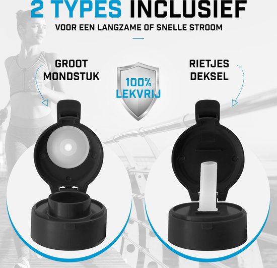 Fitcrafters Waterfles met Tijdmarkeringen - Motiverende Drinkfles - 2L - BPA vrij - Zwart