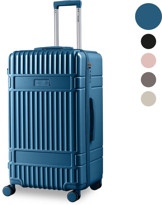 SKYCASES Trunk Reiskoffer – Classic Heritage – Extra Grote Koffer – 110L – TSA Slot – Lichtgewicht Trolley – 78x44x36 cm – Trunk Rolkoffer – Spinner Wielen – Donkerblauw