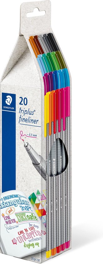STAEDTLER triplus fineliner - kartonnen etui met 20 kleuren