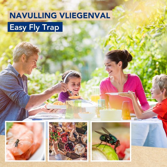 Edialux Vliegenval navulling met wateroplosbare lokstof, natuurlijke vliegenlokker, milieuvriendelijke insectenval navulling voor buitengebruik, herbruikbare navulling voor tuin, stal en terras, tot 20 weken bescherming