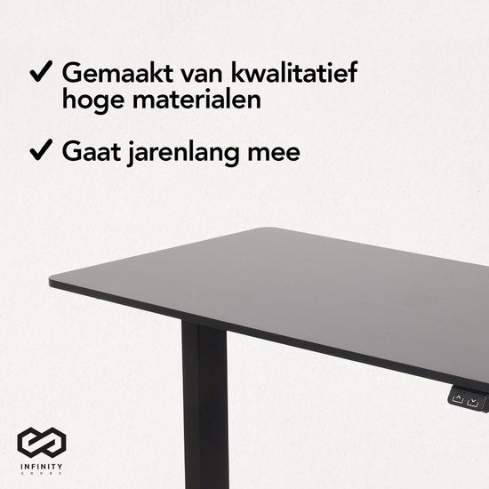 Infinity Goods Zit Sta Bureau - Elektrisch Verstelbaar In Hoogte - 140 x 60 CM - Zwart