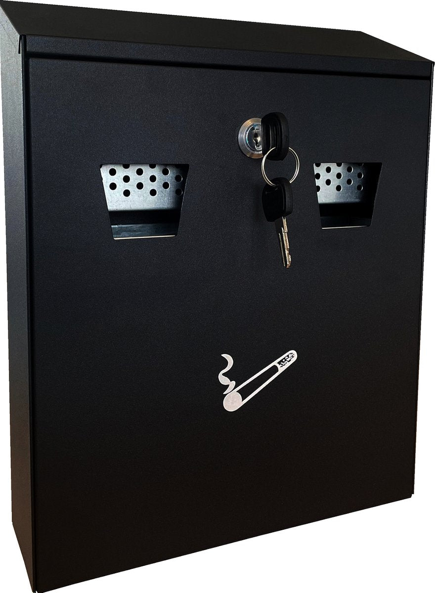 BRASQ Wandasbak Zwart 32x26x8 cm – Sluitbare Asbak voor Buiten