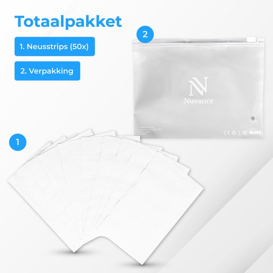 Nuvance - Neusstrips 50 Stuks - Neuspleisters - Transparant - Anti Snurk Pleisters voor Goede Nachtrust - Neusspreider - Stop met Snurken