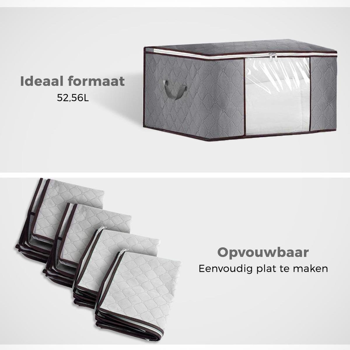 LifeGoods Opbergtas en Organizer - 4x 50L - 54x25x39 cm - Textiel - Grijs