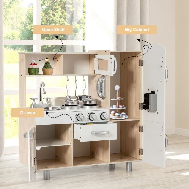 Coast Kinderkeuken hout - Incl. Accessoires - 72,5 x 29 x 81,5 cm - Wit