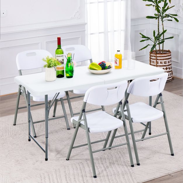 Coast Opvouwbare Picknicktafel 122x61 cm – Draagbare Eettafel met 3 Verstelbare Hoogtes – Wit
