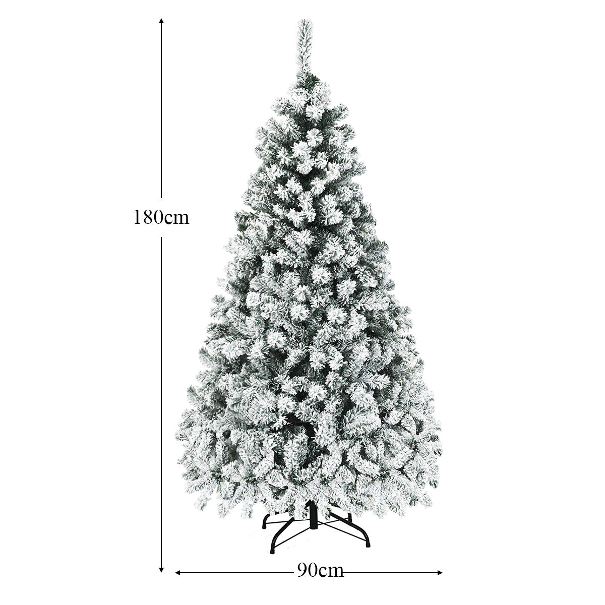 Coast Besneeuwde Kunstkerstboom Wit – 90 x 180 cm – Met 250 Warmwitte LED-Lampjes