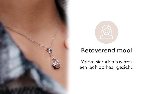 Yolora Dames Ketting met Kalpa Camaka Kristal Hanger - Zilver kleurig - 18K Witgoud Verguld - Cadeauverpakking - Moederdag Cadeautje