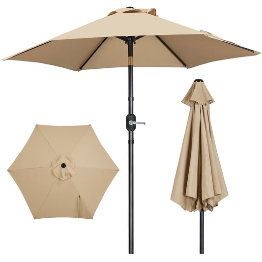 Yaheetech Parasol met Zwengel - Kantelbaar - UPF 50+ - ø 226 x 240 cm - Lichtbruin