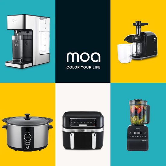 MOA Slowcooker met Timer - 6,5L - Ø 24,5cm - Aluminium Binnenpan - Doorzichtige Deksel - 3 Warmtestanden - Vaatwasserbestendig - BPA-vrij - RVS