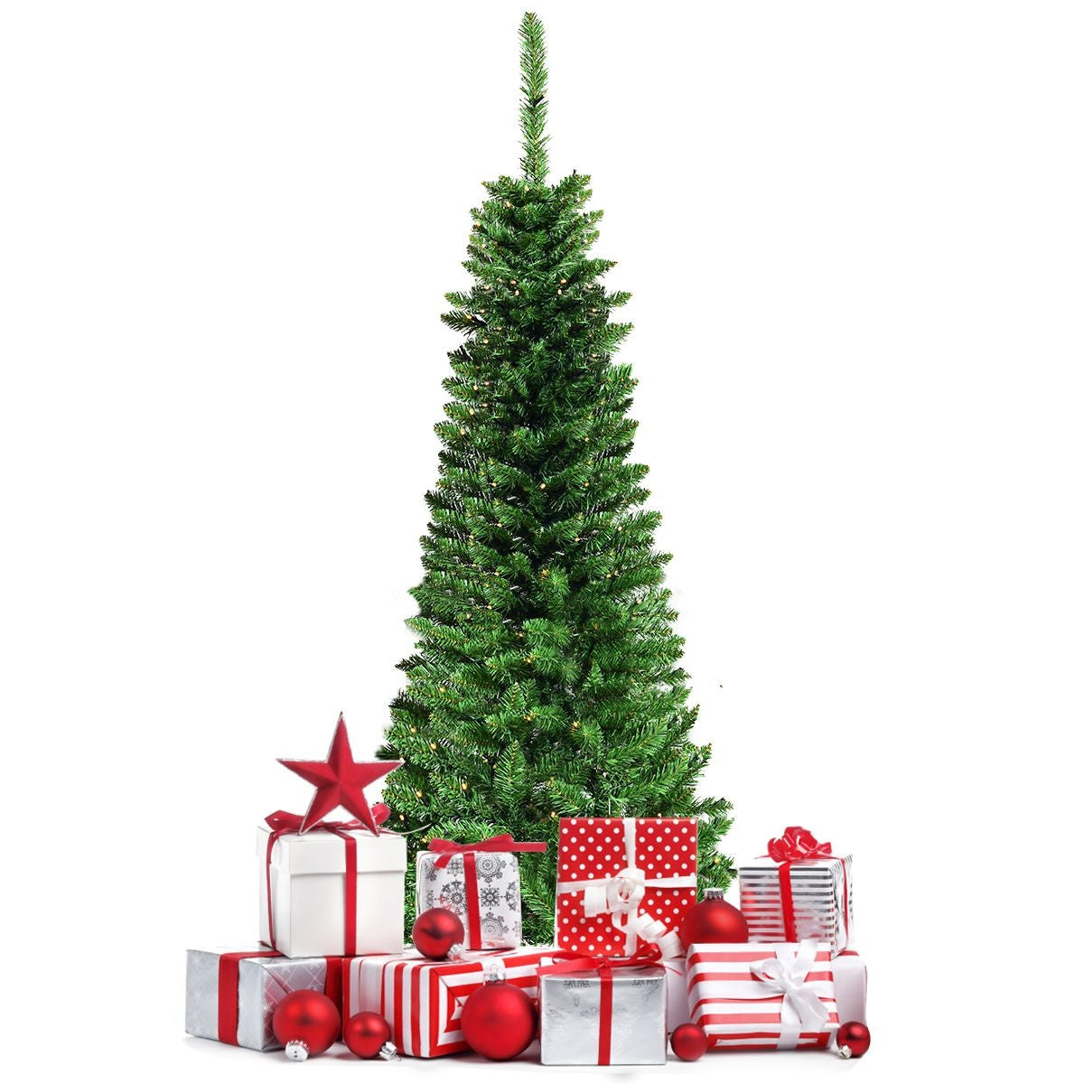 Coast Kunstkerstboom Smal - MET Warm Witte LED Verlichting - Groen - 135cm