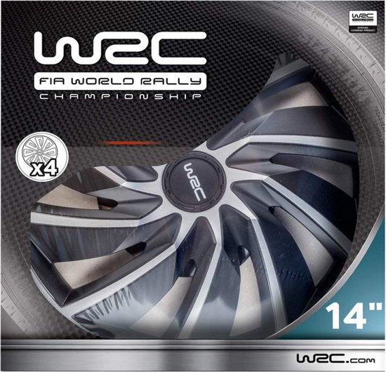 WRC Wieldoppen 14 inch - zilver/zwart - 4st