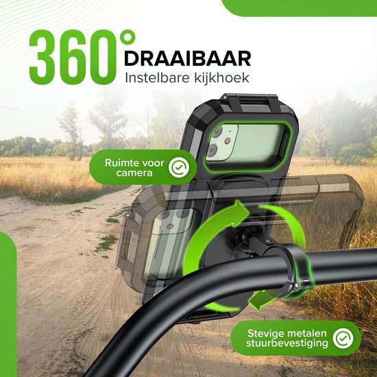 iSetchi Telefoonhouder Fiets - Waterdicht -  Anti-Schok - zwart