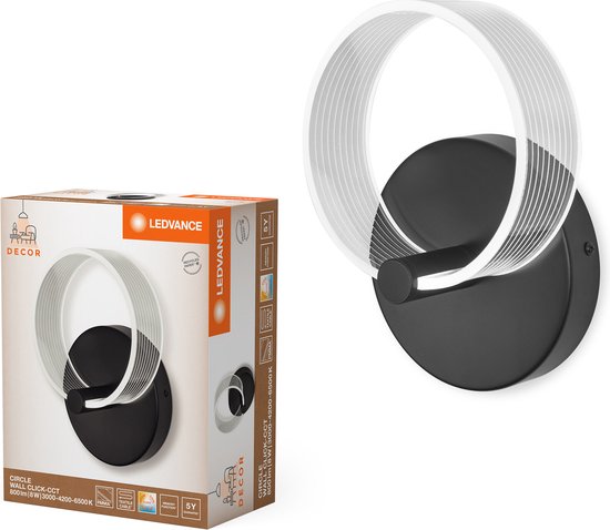 LEDVANCE DECOR Circle wandlamp, cirkelvormig, biedt een verlichtingsoptie met 8 watt, met Click CCT-functie voor flexibele aanpassing van de lichtkleur.