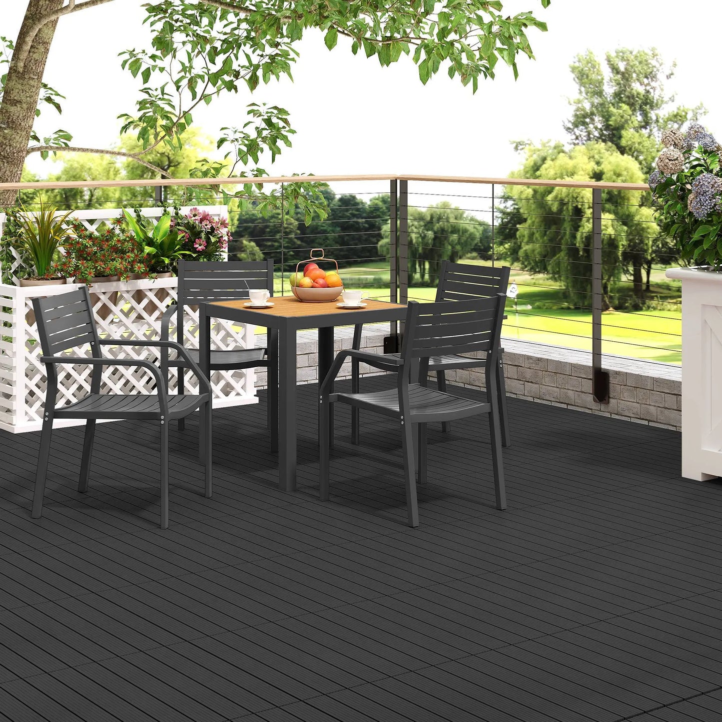EUGAD WPC Terrastegels 30 x 60 cm - 12 Stuks - 2 m² - Kliksysteem - Diverse Kleuren