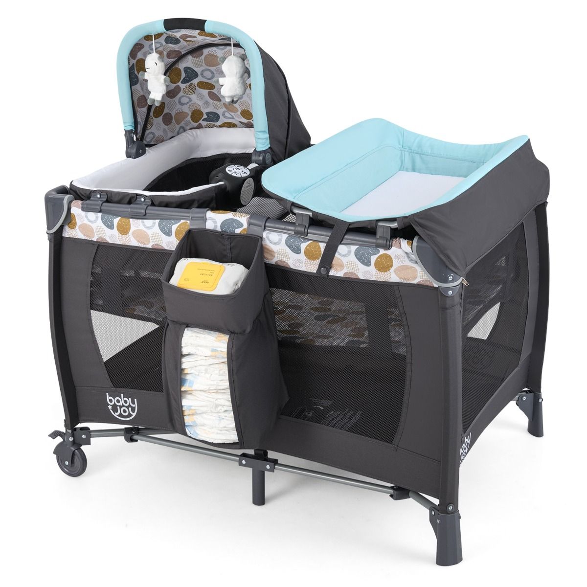 Coast 5-in-1 Reisbedje voor Kinderen - Met Commode, Wieg en Speelpark - Blauw