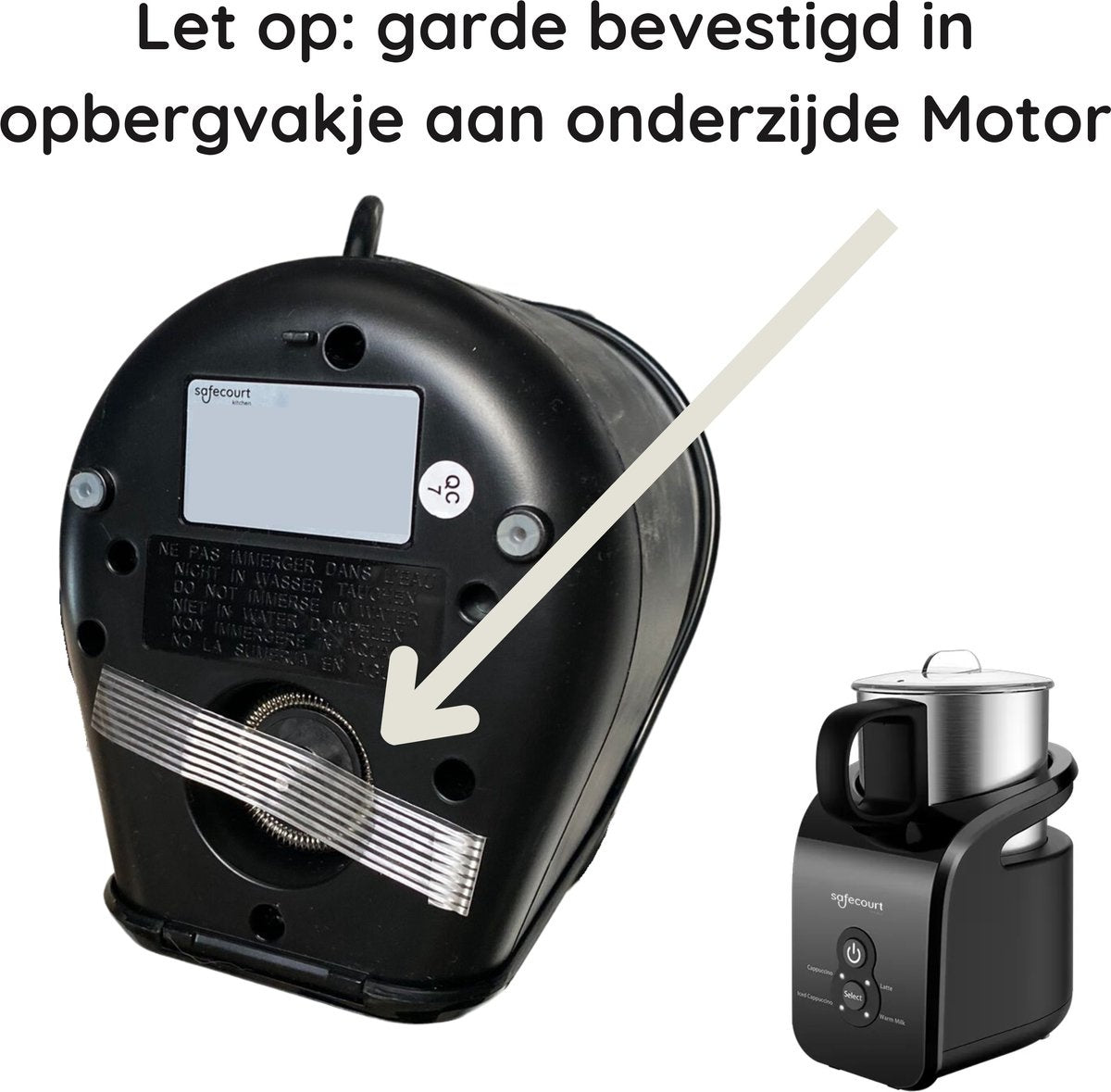 Safecourt Kitchen - Melkopschuimer digitaal - Uitneembare kan - 4-in-1 - BPA-vrij - Zwart - 400 ML