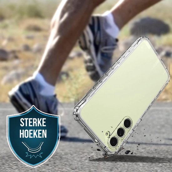 Podec 2-in-1 Hoesje met Screenprotector Geschikt voor Samsung Galaxy S23 Doorzichtig Telefoonhoesje - Anti-Shock Case Cover