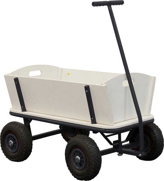 Sunny Billy Beach Wagon Bolderkar Antraciet - Blank hout - Bolderwagen met luchtbanden - 94x61x97cm