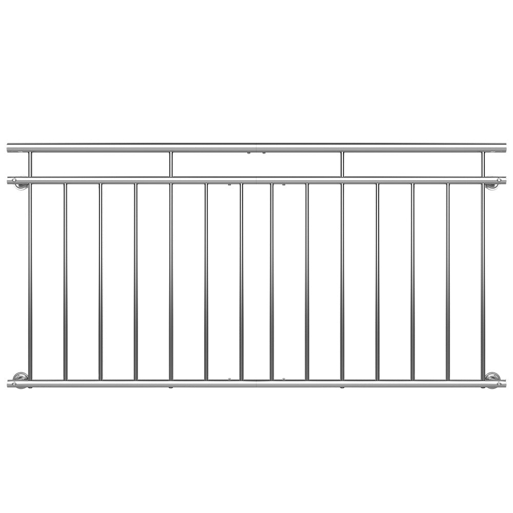 Monzana Franse Balkonreling Staal / 90x184cm 7 Spijlen - Zilver