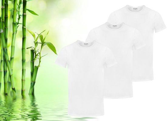 3 zachte bamboe T-shirts - Zwart - Ronde hals - XL
