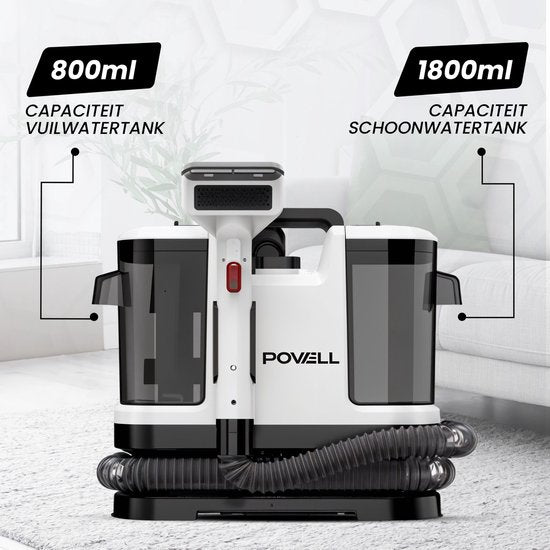 Powell Tapijtreiniger - Vlekkenreiniger - Bank Reiniger - Meubelreiniger - Tapijtreiniger Stofzuiger - Reinigingsmachine - Tapijt Reiniger - 450 Watt - Wit