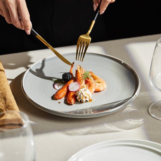 Dinerborden set van 4 (Ø21,8cm / 8,5inch), Bordenset, Ontbijtborden, Dessertborden, serviesset 4 persoons, Geschikt voor restaurants, Horeca, Feest, familiefeesten, banketten en picknicks, Magnetron-vaatwasserbestendig, Keramiek