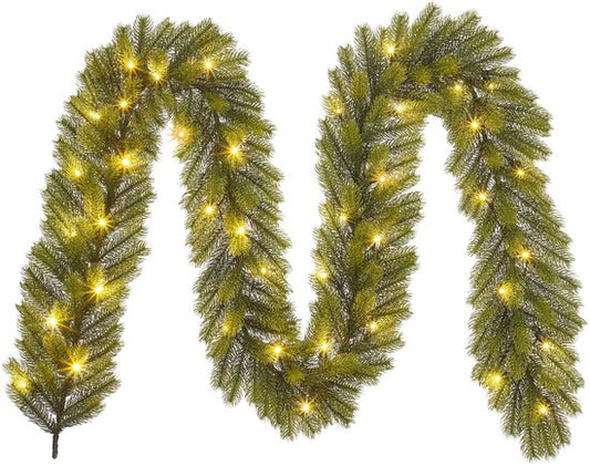 Black Box Trees Nagoya Guirlande met LED-Verlichting - Kerstversiering voor Binnen met 40 Warmwitte Lampjes - Kerstslingers van Kunststof - L270 x Ø20 cm - Groen